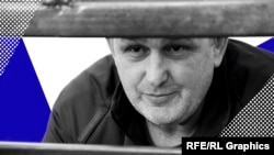 Журналист Владислав Есипенко на заседании российского суда в Симферополе. Крым, коллаж