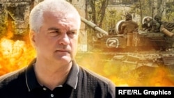 Російський глава Криму Сергій Аксьонов і війна в Україні. Колаж