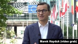 Експрем'єр-міністр Польщі Матеуш Моравецький під час інтерв'ю Радіо Свобода. Брюссель, 27 червня 2024 року