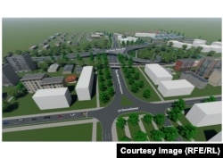 Проект развязки на пересечении бульвара Молодой Гвардии и улицы Льва Толстого, эскиз предоставлен «Бишкекглавархитектурой».