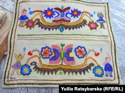 Lazko's work explores Ukrainian and Greek embroidery styles.