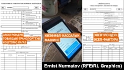 Электрондук-товардык-транспорттук коштомо кагаз, көзөмөл-кассалык машине жана электрондук эсеп-фактура.