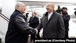 Բելառուսի և Ադրբեջանի նախագահներ Ալեքսանդր Լուկաշենկոն և Իլհամ Ալիևը Ֆիզուլիում, 17-ը մայիսի, 2024թ.