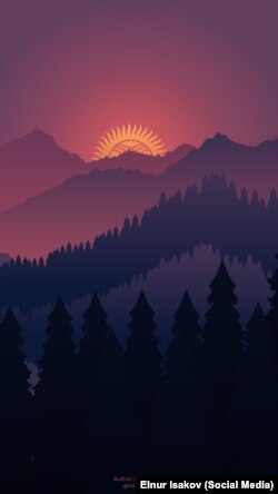 Сүрөтчү Элнур Исаковдун "Соңку күүгүм" (Последний закат) аттуу эмгеги.
