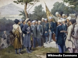 "Сдача Шамиля князю А.И.Барятинскому". Картина русского художника Алексея Кившенко