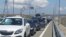 Traffic jam at the entrance to the Kerch Bridge