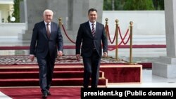 Президенты КР и Германии – Садыр Жапаров и Франк-Вальтер Штайнмайер (справа налево), Бишкек, 22 июня 2023 г.