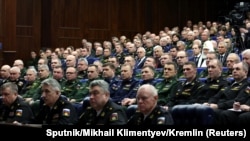 Московський патріарх Кирило (Гундяєв) на засіданні колегії Міністерства оборони Росії. Москва, 21 грудня 2022 року