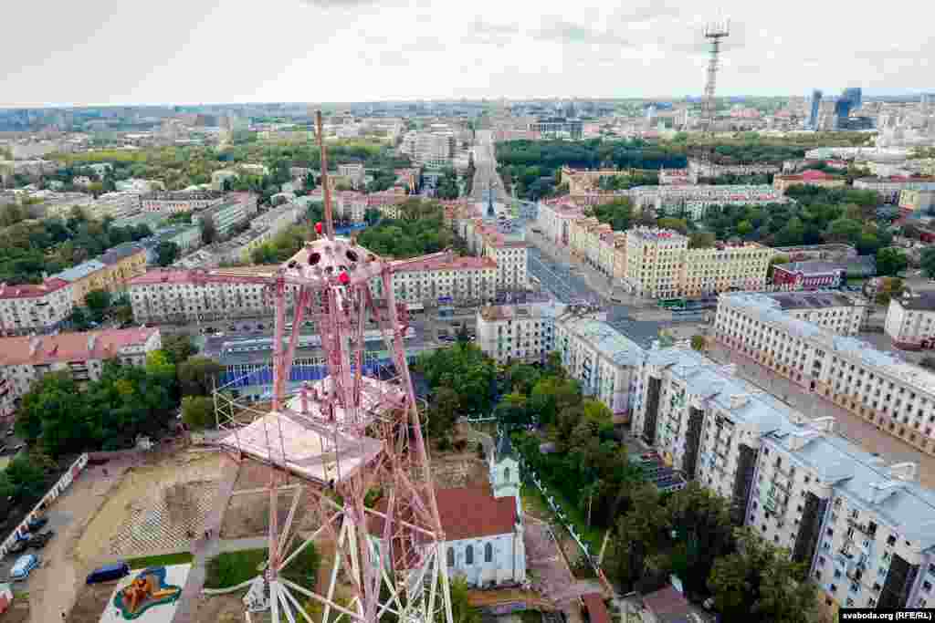 Так выглядала вежа-глушылка на Залатой Горцы ў Менску ў 2018 годзе