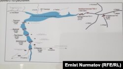 Кыргызстандагы бар ГЭСтердин жана Камбар-Ата-1 ГЭСинин картасы.