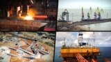 Добыча полезных ископаемых в Крыму, порт и металлургия. Коллаж