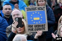 Акция в Германии с требованием поставлять в Украину ракеты Taurus, март 2025 года