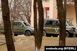 Расейская вайсковая тэхніка ў Мазыры, люты 2022 году