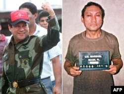 Панамский диктатор Мануэль Норьега, свергнутый в результате вторжения США: слева - еще у власти в октябре 1989 года, справа - в тюрьме в Майами в январе 1990-го