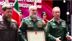 Рамзан Кадыров, Шарип Делимханов и Виктор Золотов (слева направо). Скриншот видеозаписи из телеграм-канала главы Чечни