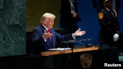 Президент США Дональд Трамп звертається до 80-ї Генеральної Асамблеї Організації Об'єднаних Націй у штаб-квартирі ООН у Нью-Йорку, США, 23 вересня 2025 року