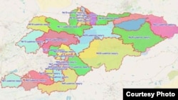 Кыргызстандагы 30 шайлоо округунун картасы.