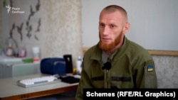 Ukrainian soldier Oleksandr Nyahu was recovering after a chemical grenade attack