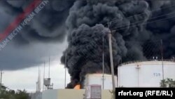 Пожежа на нафтобазі у Феодосії 7 жовтня 2024 року – скрін з відео «Вісті Крим»