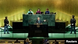 Президент Туреччини Реджеп Тайїп Ердоган виступив на 80-й Генеральній Асамблеї Організації Об'єднаних Націй у штаб-квартирі ООН у Нью-Йорку, США, 23 вересня 2025 року.