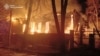 Пожар в результате российской атаки на город Новгород-Северский, Украина, 7 декабря 2025 года