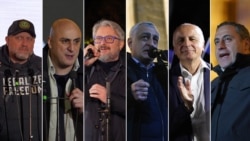 Грузинские оппозиционеры: Зураб Джапаридзе, Ника Мелия, Ника Гварамия, Мамука Хазарадзе, Бадри Джапаридзе, Георгий Вашадзе