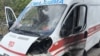  A Ukrainian ambulance after it was hit in Russian drone strike on the Kharkiv region in August. 