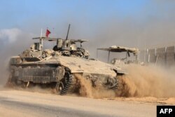 Ізраільская баявая тэхніка на мяжы з Газай.16 верасьня 2025