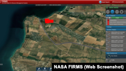 Дані сервісу NASA FIRMS про пожежу в селі Углове Бахчисарайського району Криму, 2 травня 2025 року