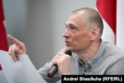 Сяргей Ціханоўскі на прэсавай канфэрэнцыі ў Вільні, 22 чэрвеня 2025