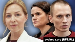 Вынікі тыдня. „ПіК Свабоды“. Прадстаўніца Аб’яднанага пераходнага кабінэту ў эканамічных пытаньнях Аліса Рыжычэнка, былы палітвязень Мікалай Дзядок. Сьвятлана Ціханоўская. Ілюстрацыйны каляж. 