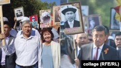 Мурдагы президенттер Алмазбек Атамбаев жана Сооронбай Жээнбеков "Өлбөс полк" акциясына катышкан учур. 2019-жыл.