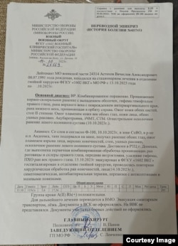 Перевозной эпикриз Вячеслава Астахова