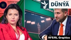 Kremliň belli propogandaçysy Margarita Simonýan (çepde ) we moldowaly gaçgak oligarh Ilan Şor (illýustrasiýa suraty)