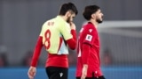 Georgia's forward #07 Khvicha Kvaratskhelia reacts after the FIFA World Cup 2026 European qualification football match between Georgia and Spain at the Boris Paichadze National Stadium in Tbilisi on November 15, 2025. (Photo by Giorgi ARJEVANIDZE / AFP)