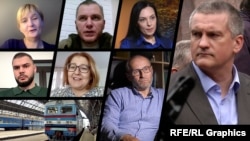 Колаж. Кримчани, які вимушено залишили Крим після 2014 року. Російський глава Криму Сергій Аксьонов