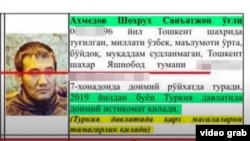 Информация правоохранительных органов Узбекистана о Шохрухе Ахмедове.