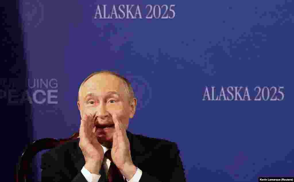 Президент России Владимир Путин во время встречи с президентом США Дональдом Трампом, Анкоридж, Аляска, США, 15 августа 2025 года. REUTERS/Kevin Lamarque 