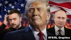 Володимир Зеленський, Дональд Трамп, Володимир Путін. Колаж