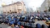 Muslims attend an Eid al-Adha mass prayer near Moscow's grand mosque. (file photo)
