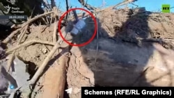A Russian RG-Vo grenade allegedly used to attack a Ukrainian position.