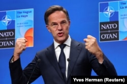 Генсекретар НАТО Марк Рютте під час пресконференції на саміті НАТО в Гаазі, Нідерланди, 25 червня 2025 року