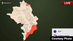 Արծրուն Հովհաննիսյանի ներկայացրած քարտեզը՝ ԼՂ հակամարտության գոտում իրավիճակի վերաբերյալ, 24-ը հոկտեմբերի, 2020թ.
