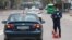 Kazakhstan. A police officer checks a car in the center of Almaty. April 14, 2020