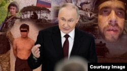 Владимир Путин и мигранты на российско-украинской войне. Коллаж