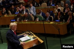 Президент Трамп під час виступу на Генасамблеї ООН. Нью-Йорк, 23 вересня 2025 року