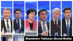 Канатбек Исаев, Бактыбек Калмаматов, Клара Сооронкулова, Каныбек Иманалиев, Адахан Мадумаров, Аймен Касенов. (оңдон солго) 