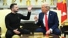 Ukrainian President Volodymyr Zelenskyy (left), U.S. President Donald Trump (center), and U.S. Vice President JD Vance gesture during an acrimonious meeting at the White on February 28