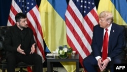 Володимир Зеленський і Дональд Трамп під час зустрічі в Нью-Йорку, 23 вересня 2025 року