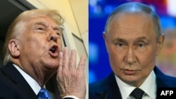 Комбінована світлина: президент США Дональд Трамп (ліворуч) і очільник Росії Володимир Путін